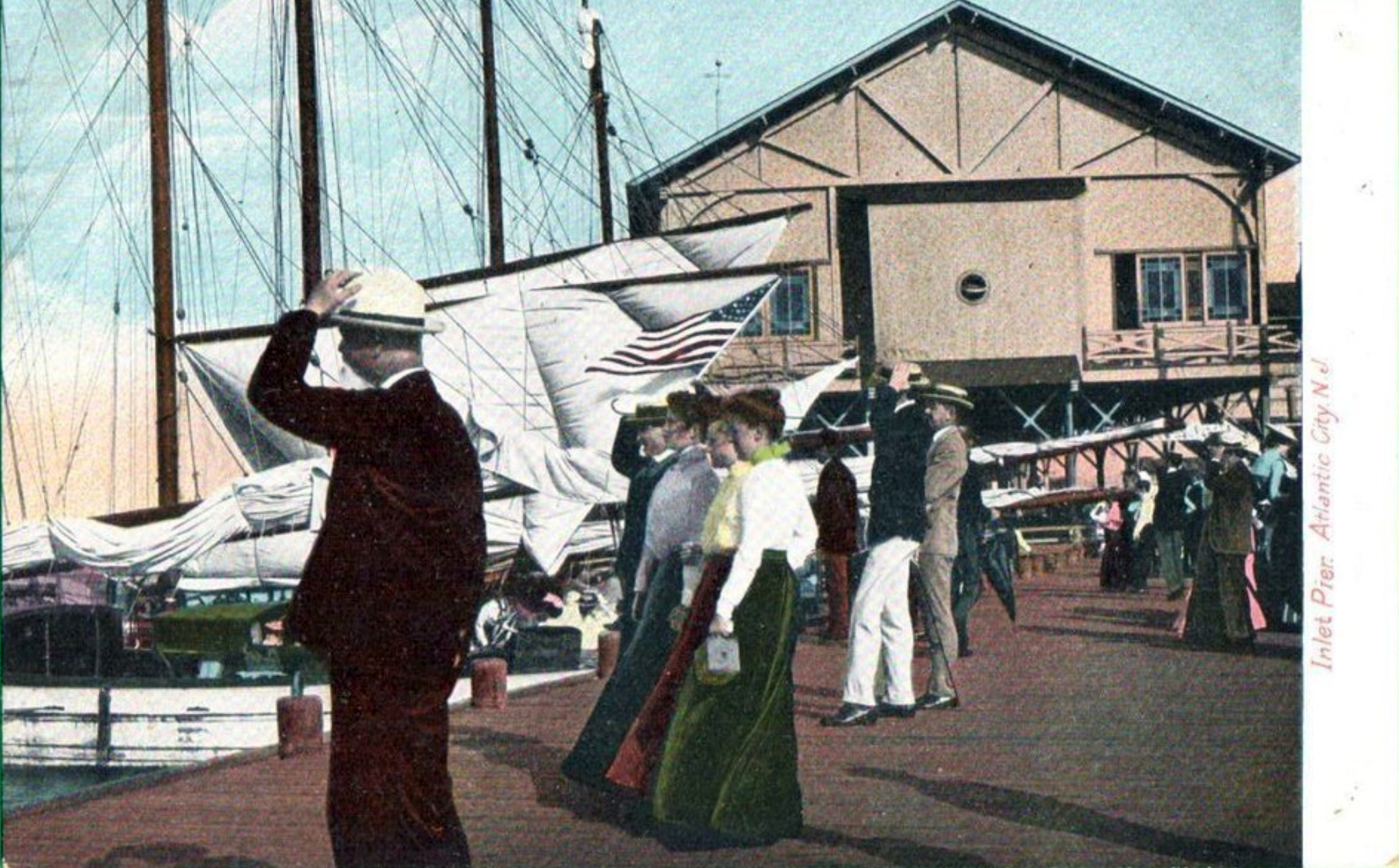 Atlantic City - A Windy day at the Inlet Pier - c 1910