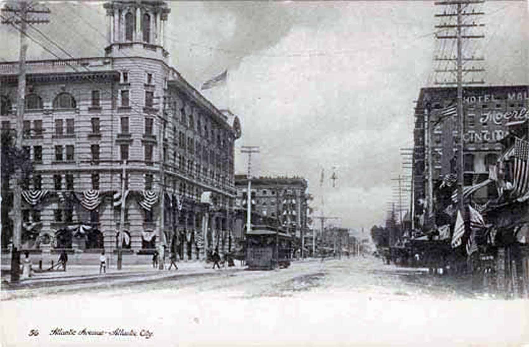 Atlantic City - Atlantic Avenue with Trolley - c 1910s