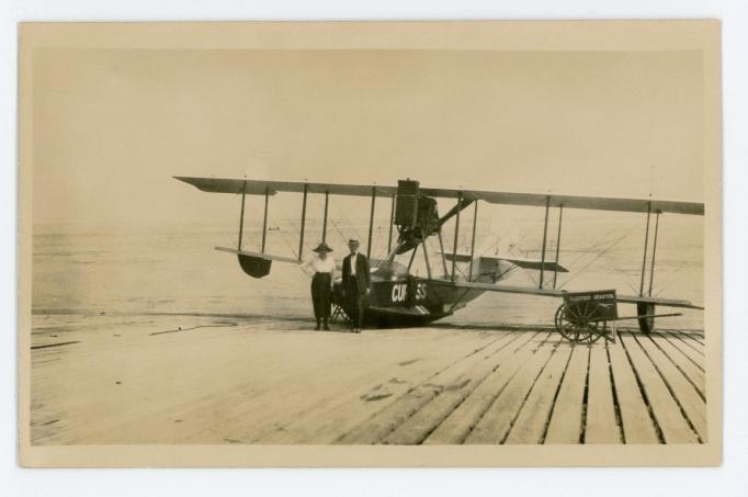 Atlantic City - Couple posing in front of Curtis Hydroplane - c 1910