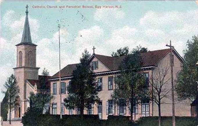 Egg Harbor City - View of Saint Nicolas Church and Rectory - 1910