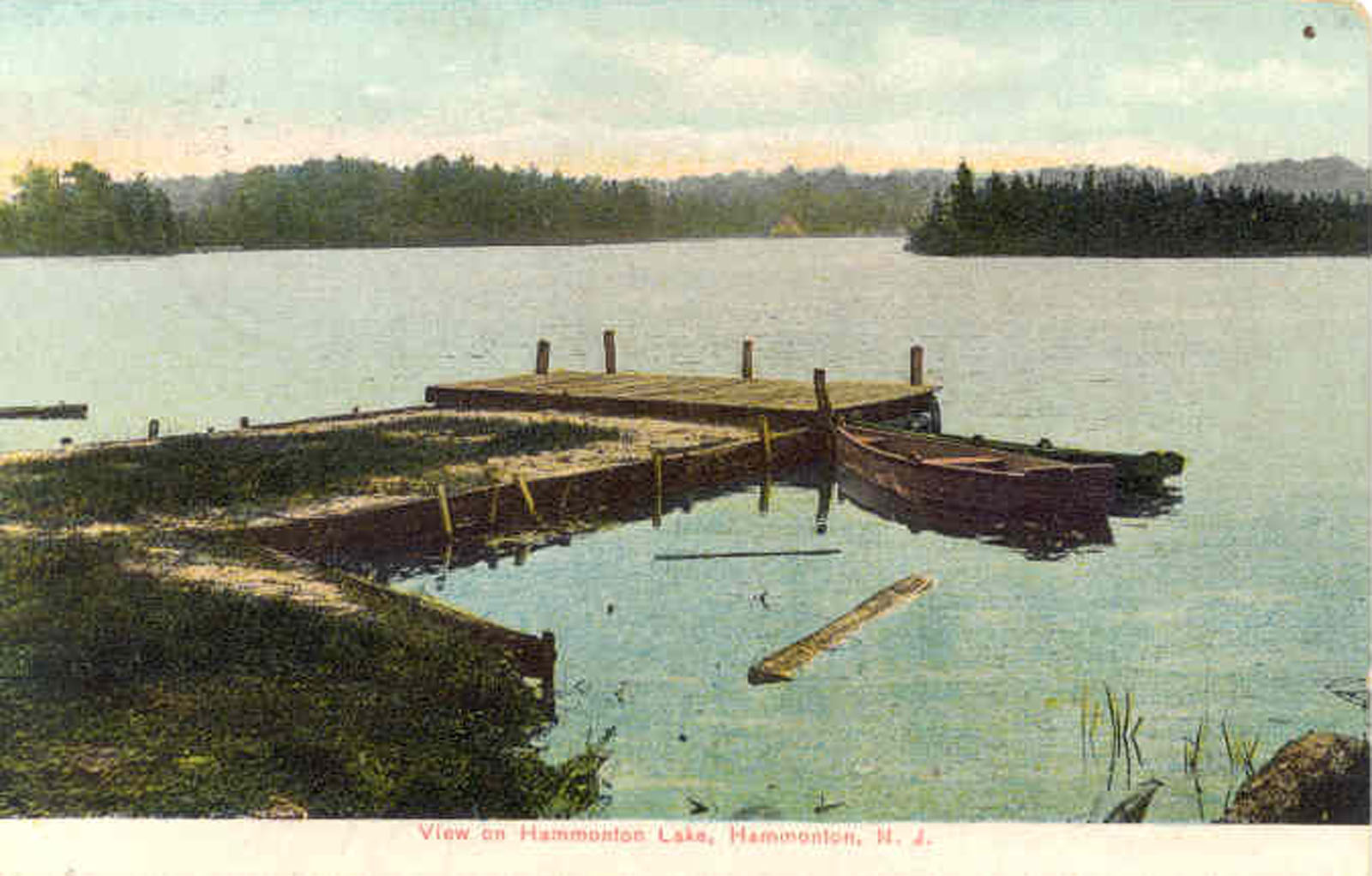 Hammonton _ Lake view with dock and boat