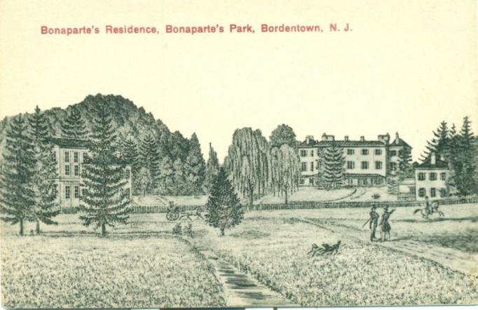 Bordentown - Bonaparte residence Point Breeze and park - 19th century print