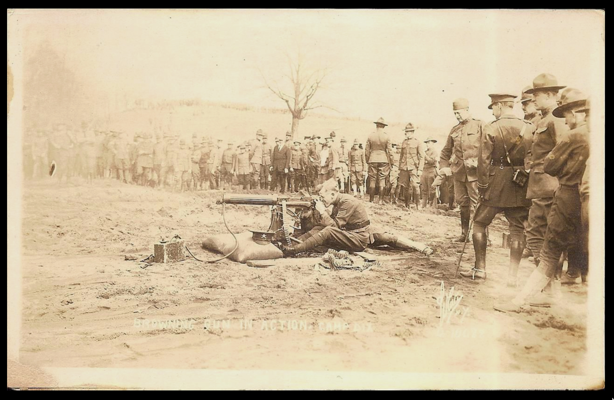 Camp Dix - Machine Gun Training - Said to be a Browning machine gun - c 1917-18