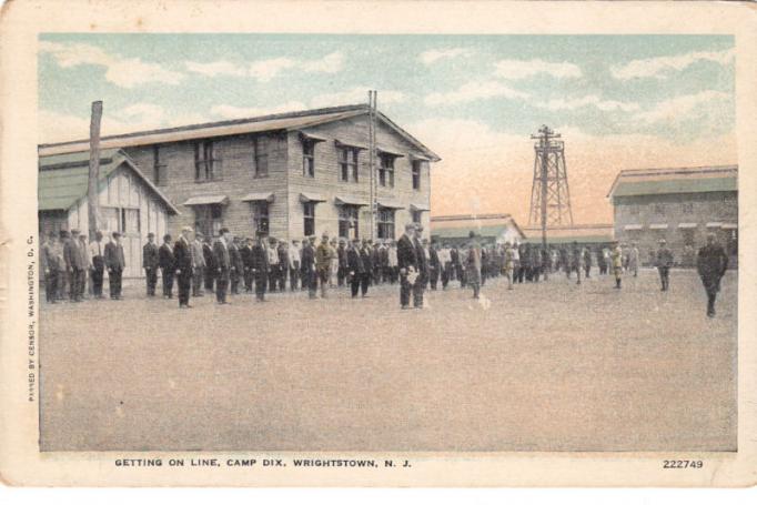 Camp Dix - New recruits etting on  line - c 1917-19 copy