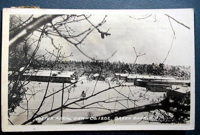 Green Bank - Aerial or at least from up a tree view of what looks like the CCC Camp there - 1930s